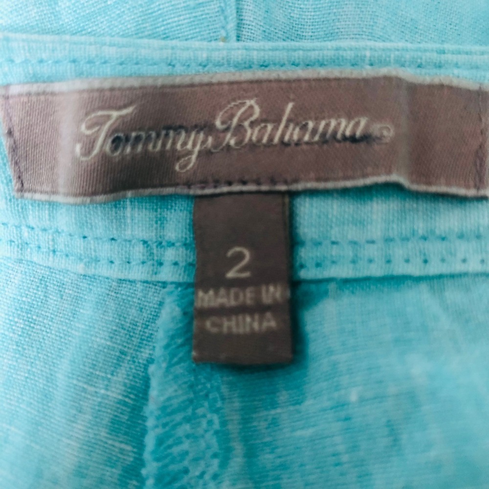 Tommy Bahama Aqua 100% Linen Pants Coastal Minimalist Drawstring Straight Size 2 - Picture 5 of 10